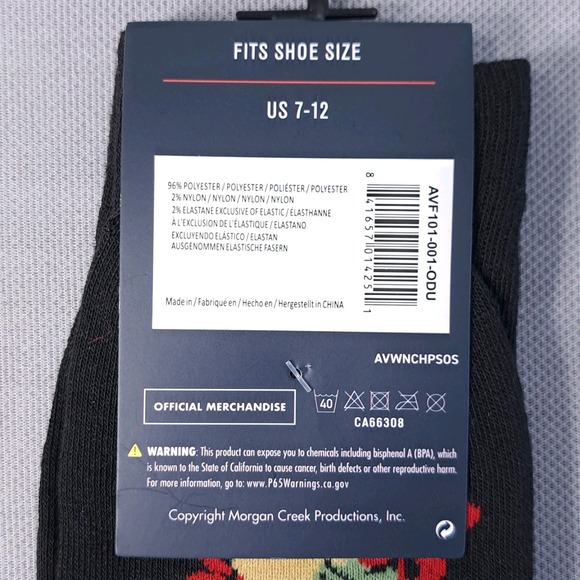 Lot of 2 One Size Ace Ventura Socks Shoe Size 7-12 Black - Picture 4 of 5